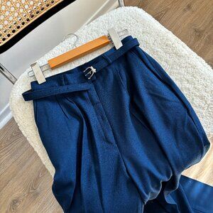Blue Pleated Dress Pants